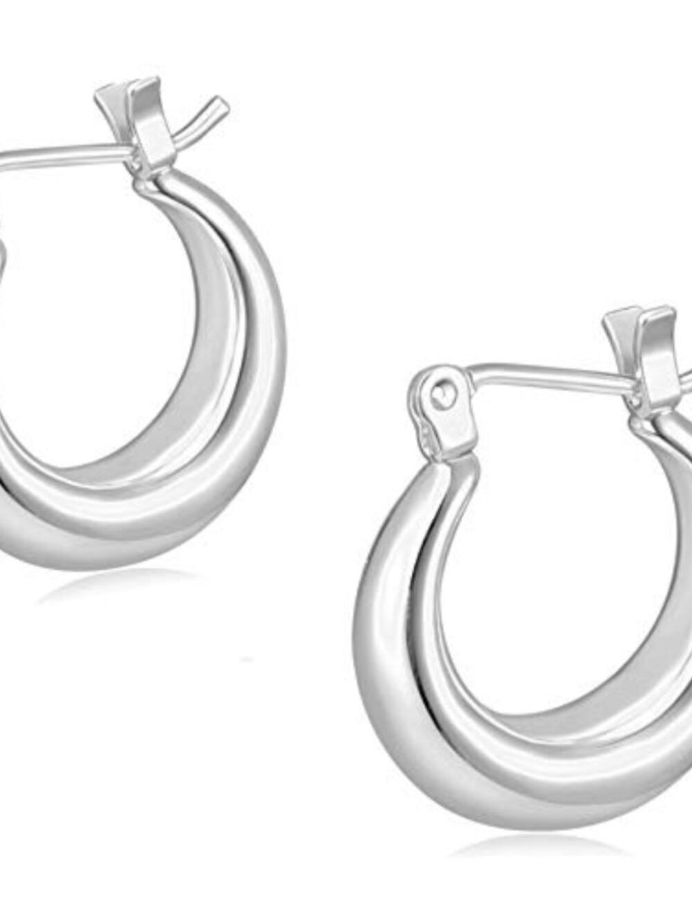Chunky Silver Hoop Earrings for Women Cute Hypoallergenic Minimalist Classic